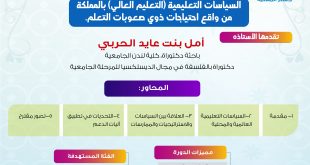 السياسات التعليمية (التعليم العالي) بالمملكة من واقع احتياجات الطلاب ذوي صعوبات التعلم